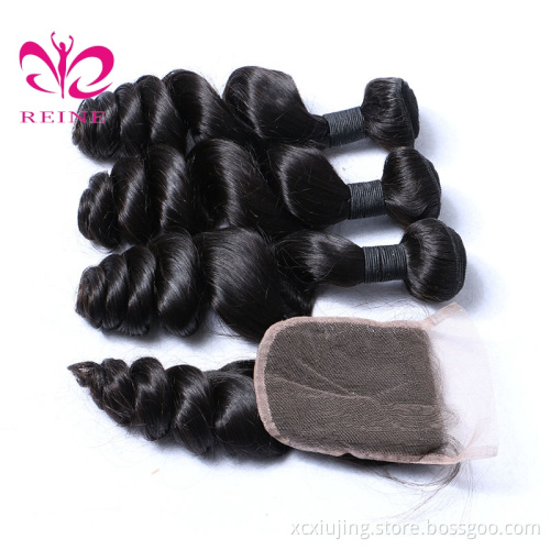 Wholesale Peruvian Human Hair Bundles With Lace Closure, Loose Wave Peruvian Virgin Hair Overnight Shipping